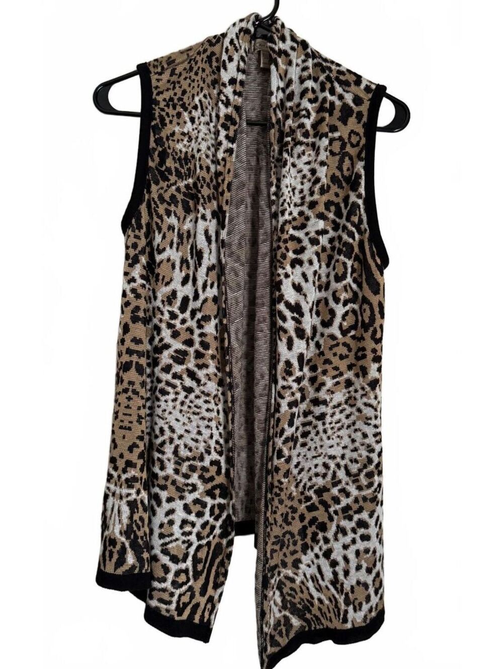 Art & Soul Women's Sweater Cardigan Vest Size Medium Animal Print Fall Winter